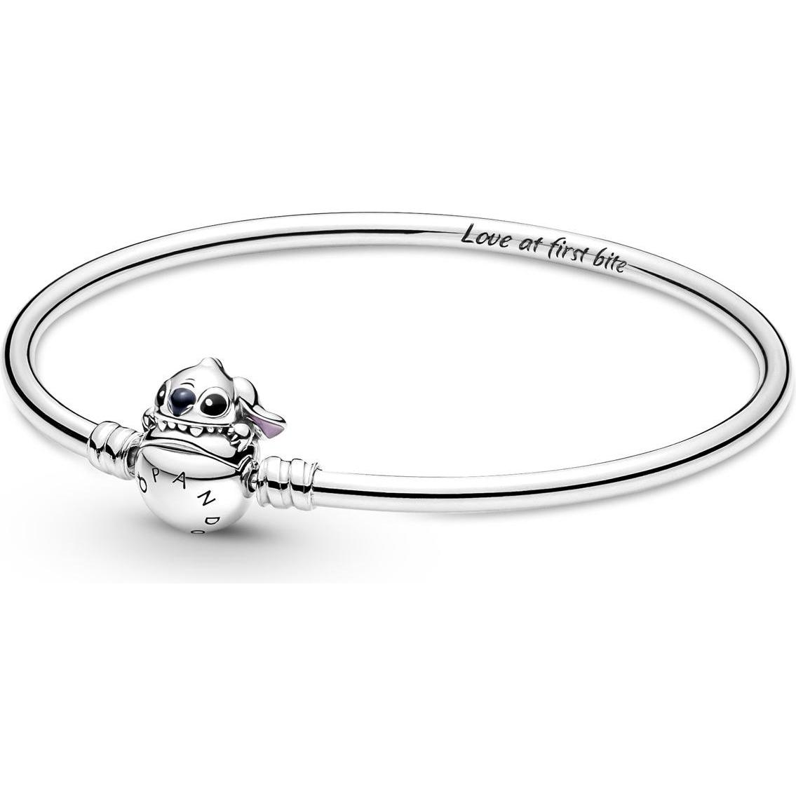 Pandora, Bracciale, Momenti Disney Stitch Mordente Chiusura Bangle, (21 cm, Argento 925, Smalto)