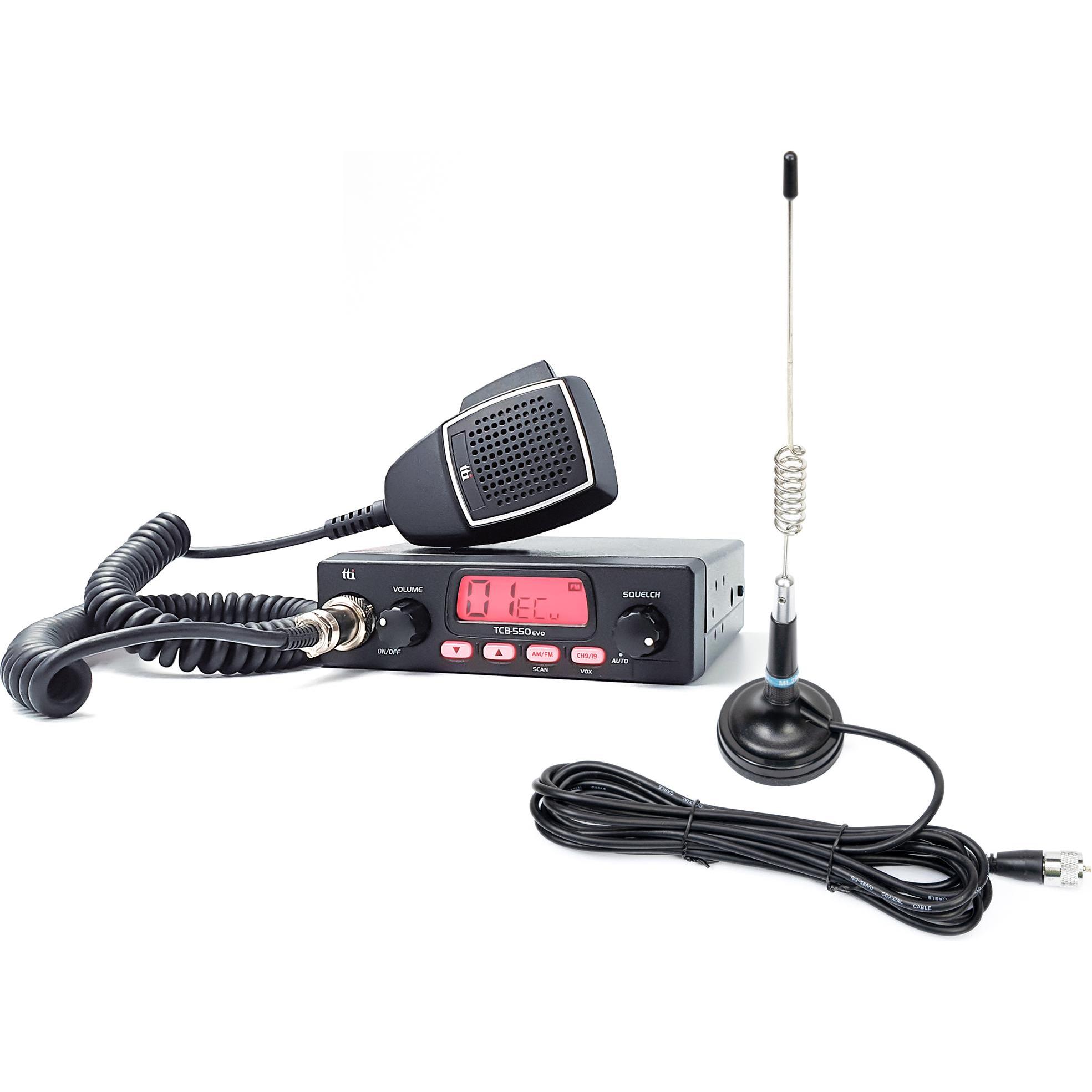 PNI CB TTi TCB-550 EVO Funkpaket + ML29 CB-Antenne, Länge 34 cm, Walkie-Talkie