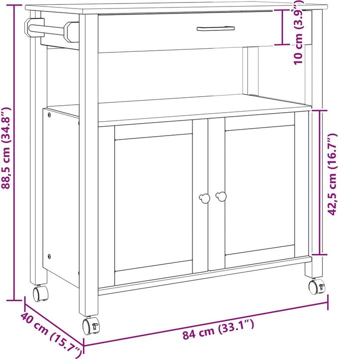 Image du produit vidaXL Küchentrolley