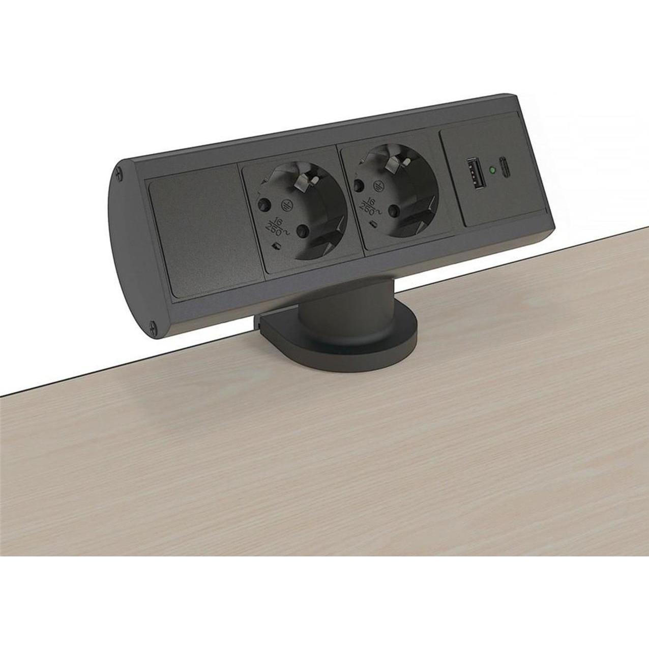 Thumbnail - Kondator, Steckdosenleiste, Desk - 2 Power 1 USB-A & USB-C charger, Black (2 x, 1.50 m)