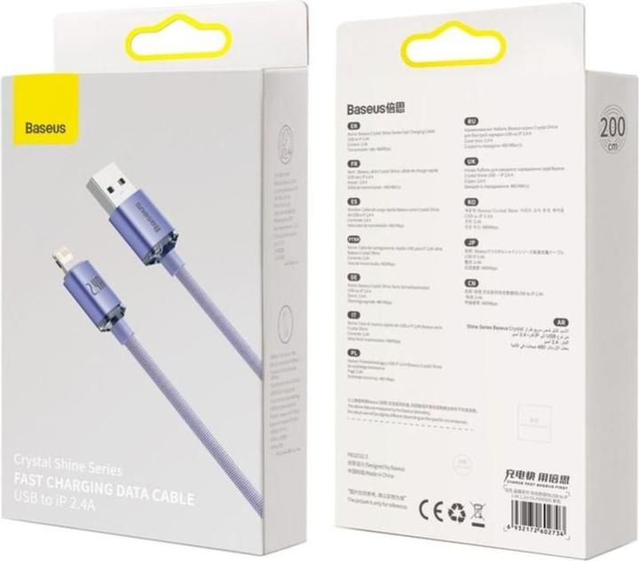 Immagine prodotto Baseus Crystal Shine Series Fast Charging Data Cable USB to iP 2.4A 1.2m Purple (1.20 m)