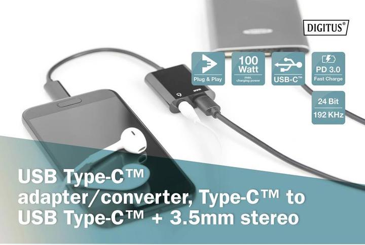Produktbild Digitus USB Typ C — 3.5mm Klinke| USB Typ C (USB-C, 1 Ports)