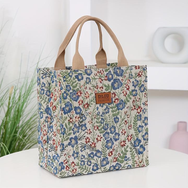Image du produit Only-Bags.Store Sac fourre-tout vintage en nylon fleuri avec fermeture éclair, sac à main pliable à poignée