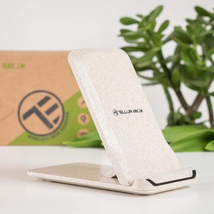 Produktbild Tellur Grünes kabelloses Qi-Schnellladegerät für den Tisch, 15 W, Creme (15 W)