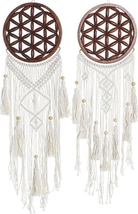 Produktbild DKD Home Decor Dekoration zum Aufhängen Akazienholz Makramee Boho (25 x 1 x 93 cm) (2 Stück)