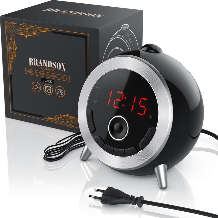 Produktbild Brandson Projektionswecker, digitaler Retro Radiowecker mit Projektion, FM Radio, kompakte Grösse, schwarz