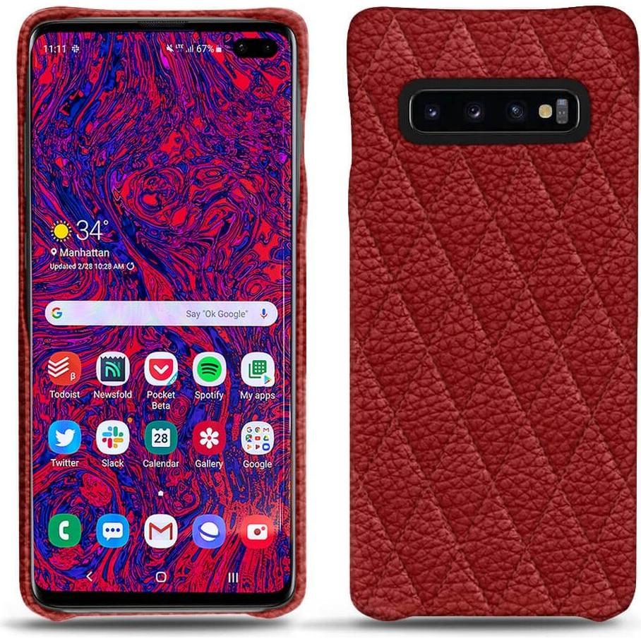 Noreve Lederschutzhülle (Samsung Galaxy S10+), Smartphone Hülle, Rot