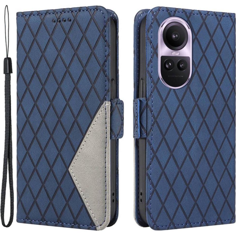 Cover-Discount OPPO Reno10 / 10 Pro - Etui Hülle Rhombus blau (OPPO Reno 10, Oppo Reno 10 Pro), Smartphone Hülle, Blau