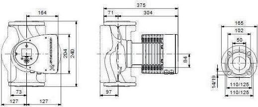 Productafbeelding Grundfos Grundf verwarmingscirculatiepomp MAGNA3 F Fl 230 V PN 6/10 type 50-80 F DN 50 240mm