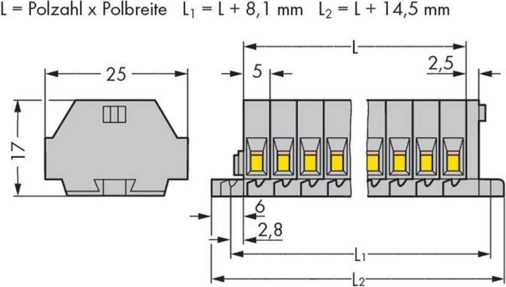 Image du produit Wago Bornier 5 mm Ressort de traction Affectation : L Gris 260-110 25 pcs (260-110)