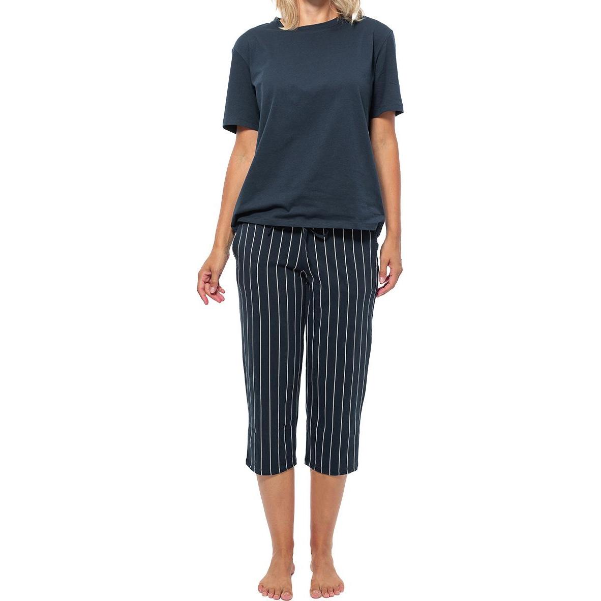 Schiesser, Damen, Pyjama, Organic Cotton Schlafanzug, Blau, (36)