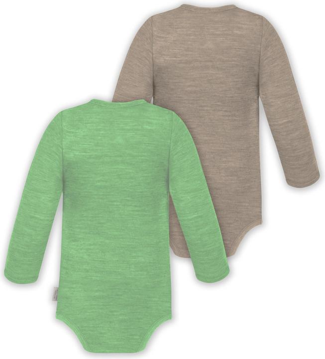 Produktbild Normani 2er Set Unisex Baby Wickelbody Langarm-Strampler Einteiler aus Merinowolle - 9351 (80)