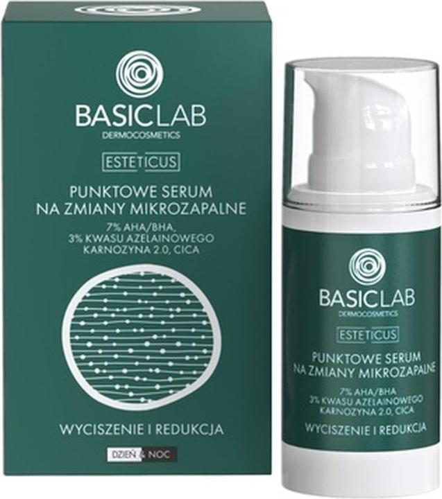 BasicLab Esteticus Spot Serum For Micro-Inflammatory Lesions 7% Aha/Bha. 3% Azelaic Acid. Carnosine (15 ml)