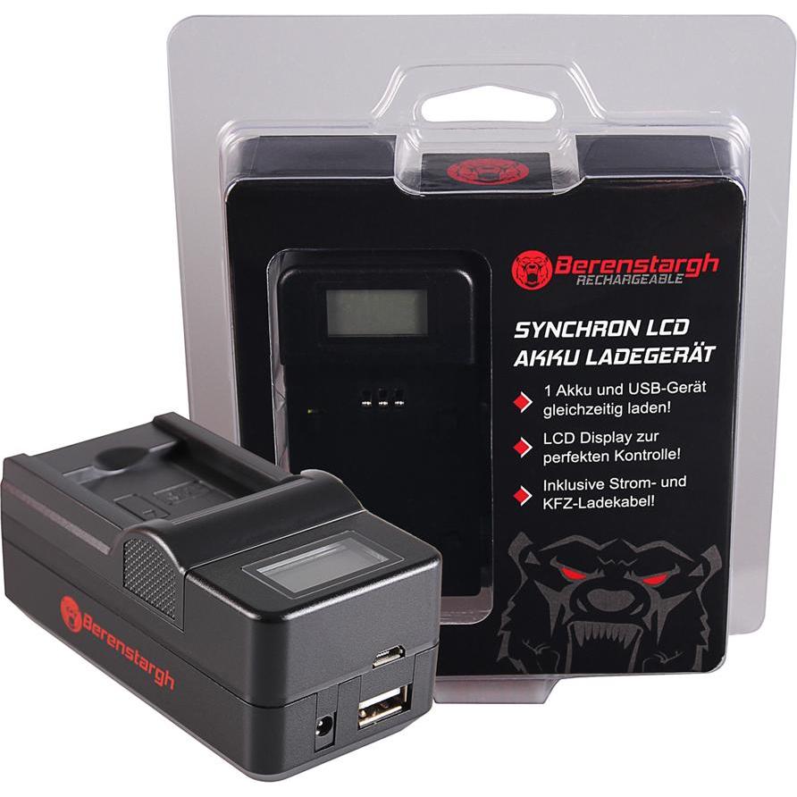 Berenstargh Synchron USB Ladegerät f. Samsung BP-88A DV200 DV300 (Caricabatterie per fotocamere), Alimentatore fotocamera, Nero