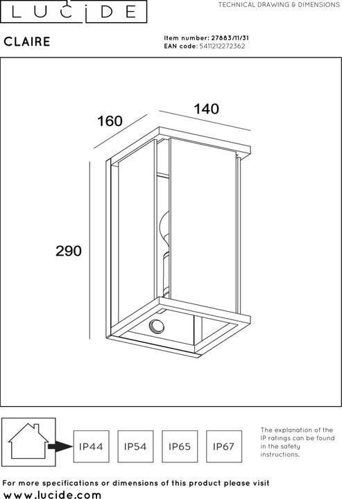 Produktbild Lucide Claire (E27, IP54)