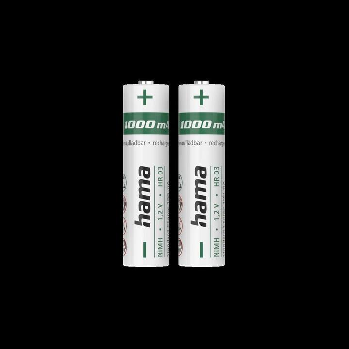 Actual product image Hama NiMH rechargeable batteries, AAA Micro, 1000 mAh, 1.2 V, ready for immediate use, 2 pcs. (2 pcs., AAA, 1000 mAh)