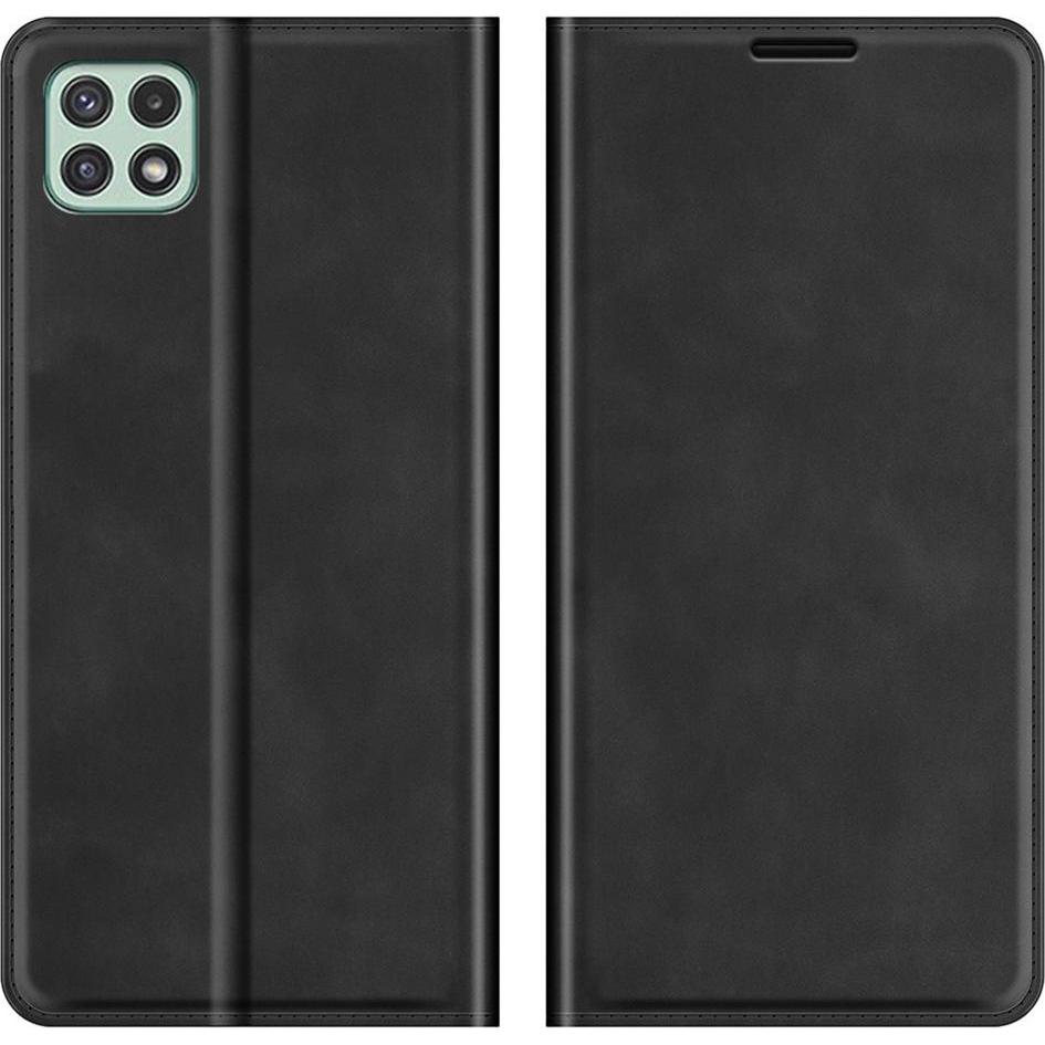Cover-Discount Galaxy A22 5G - Seidige Stand Flip Case Hülle schwarz (Samsung Galaxy A22 5G), Smartphone Hülle, Schwarz