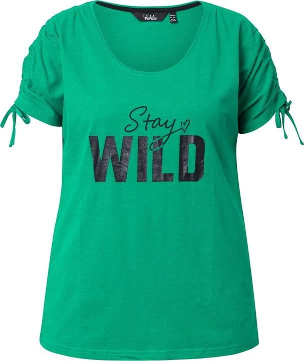 Image du produit Ulla Popken T-shirt oversize à message. Encolure ronde et cordons à froncer (50, 52)