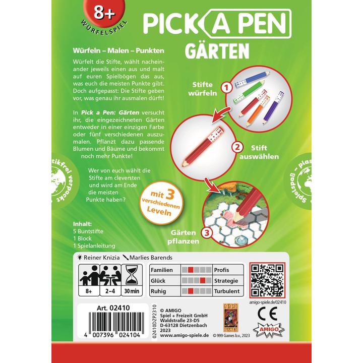 Actual product image Amigo Pick a Pen: Gardens Roll + Write 2-4 players 8+ (German)