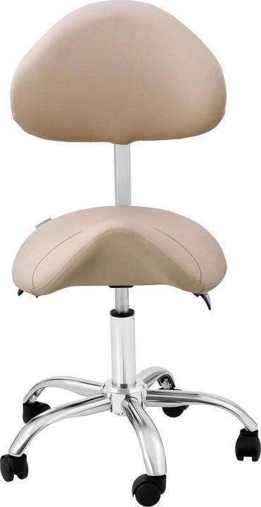 Produktbild Physa Sattelstuhl Sattelhocker mit Lehne Rollhocker Creme, Silbern höhenverstellbar