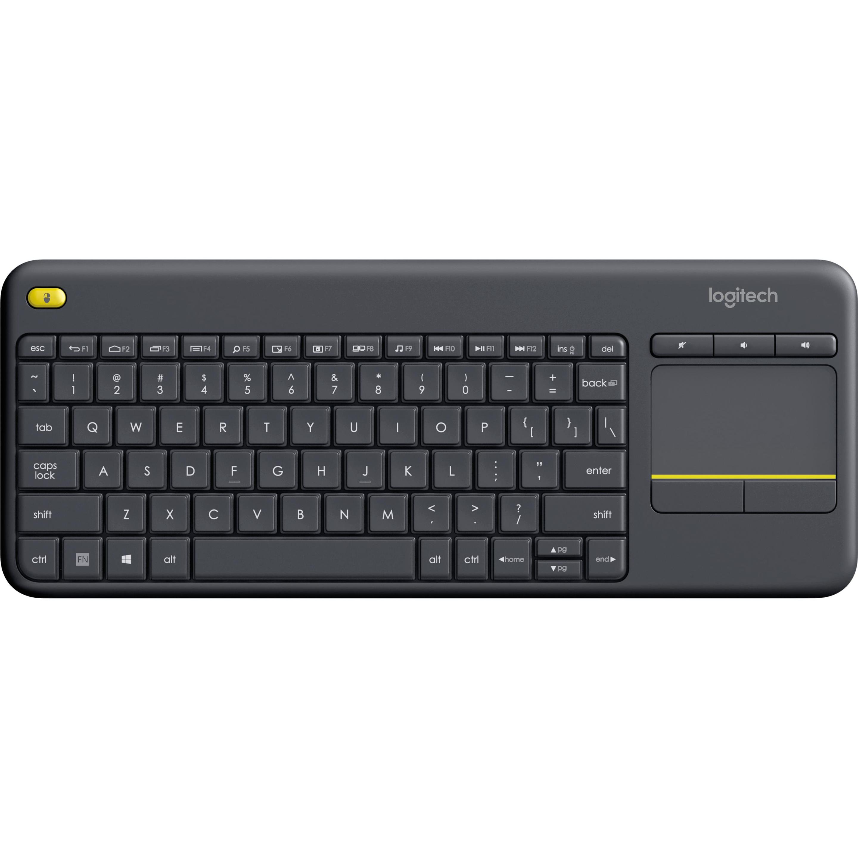 Logitech K400 Plus (Eng. Int., Kabellos), Tastatur, Schwarz