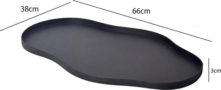 Actual product image FineBuy Dekotablett Metall 66cm Schwarz Dekoteller Tablett Organisch Tischdeko Standdeko