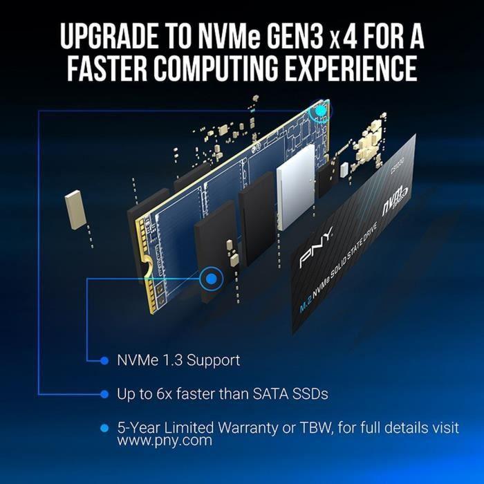 Actual product image PNY CS1030 (500 GB, M.2 2280)