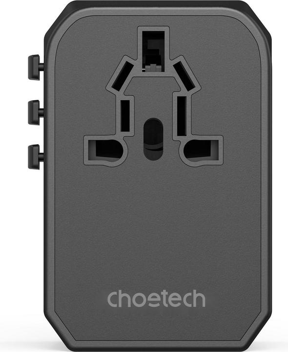 Actual product image Choetech PD6045 USB-C USB-A 45W GaN Travel Charger with US EU UK AU Plugs - Black (45 W)