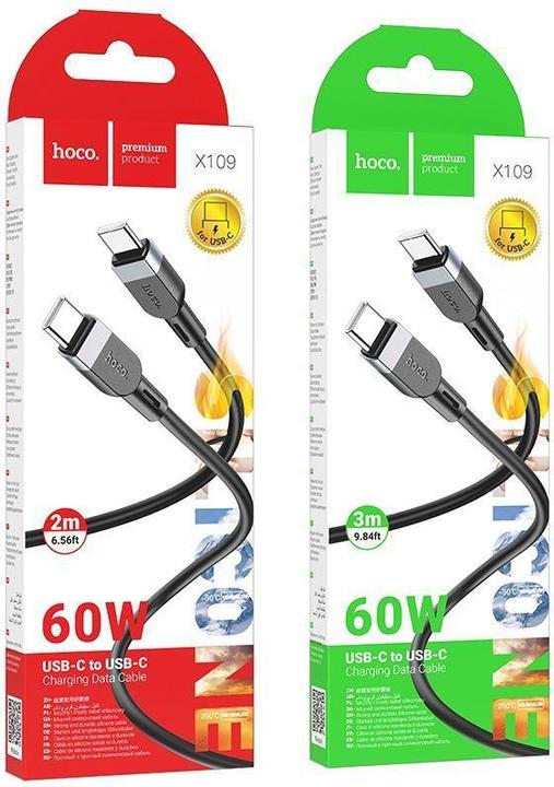 Produktbild Hoco Cable X109 Energy 60W silicone charging data cable C to C(L=2M) Black (2 m, 60 W)