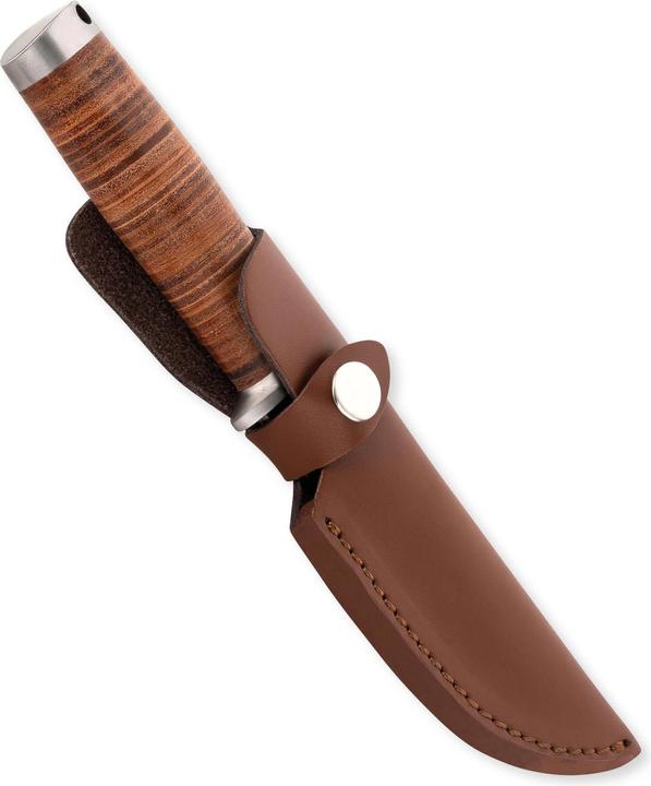 Produktbild Herbertz Gürtelmesser, Damast, AISI 420 Stahl, rostfrei, Griff mit Lederscheiben, Fangriemenöse, br (10.80 cm)