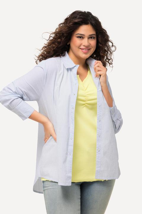 Immagine prodotto Ulla Popken Blusa con righe, collo da camicia e maniche lunghe (46, 48)