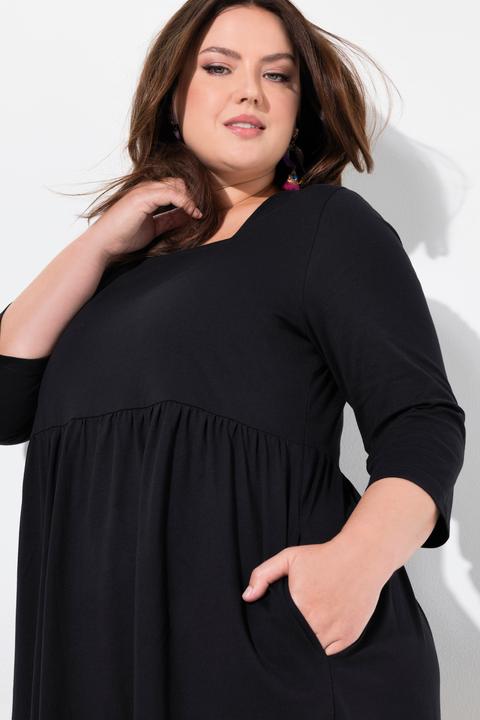 Actual product image Ulla Popken Square Neck Empire Knit A-line Pocket Dress (62)