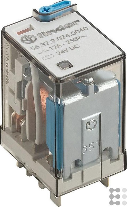 Actual product image Finder DPDT 12A mini plug-in relay, 24Vdc coil