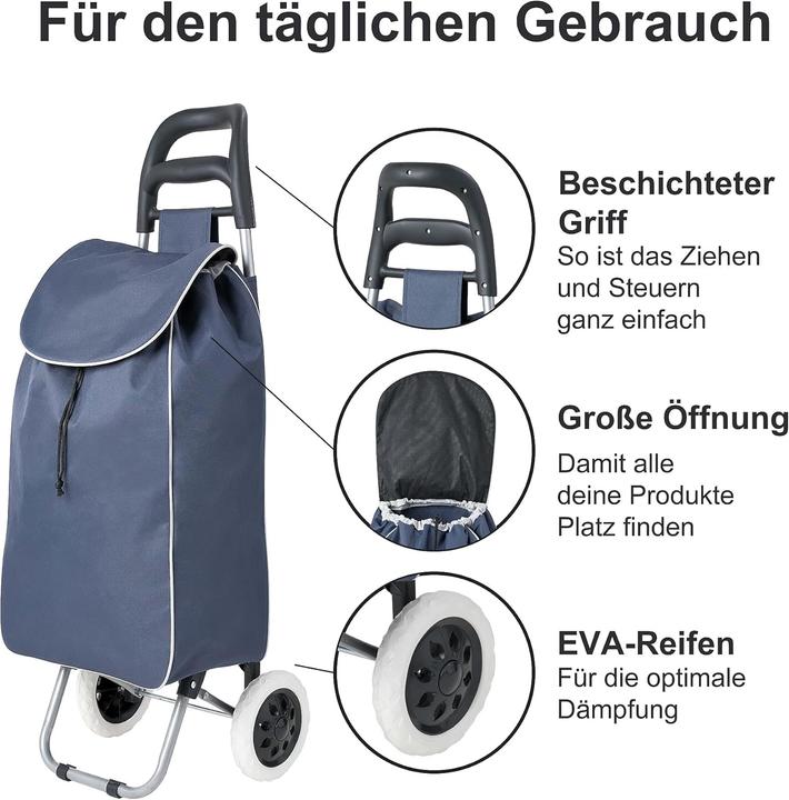 Image du produit Wuuhoo Faltbarer Einkaufstrolley Shoppy mit Rollen und Alugestell, Belastbarkeit bis 35 kg