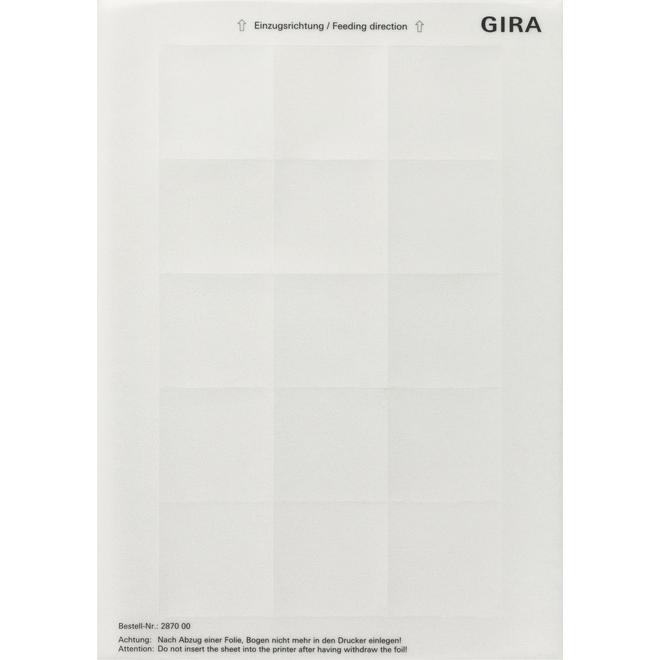 Gira, Zubehör Schalterprogramm, Beschriftungsboegen 52x52 Zubehör 287000
