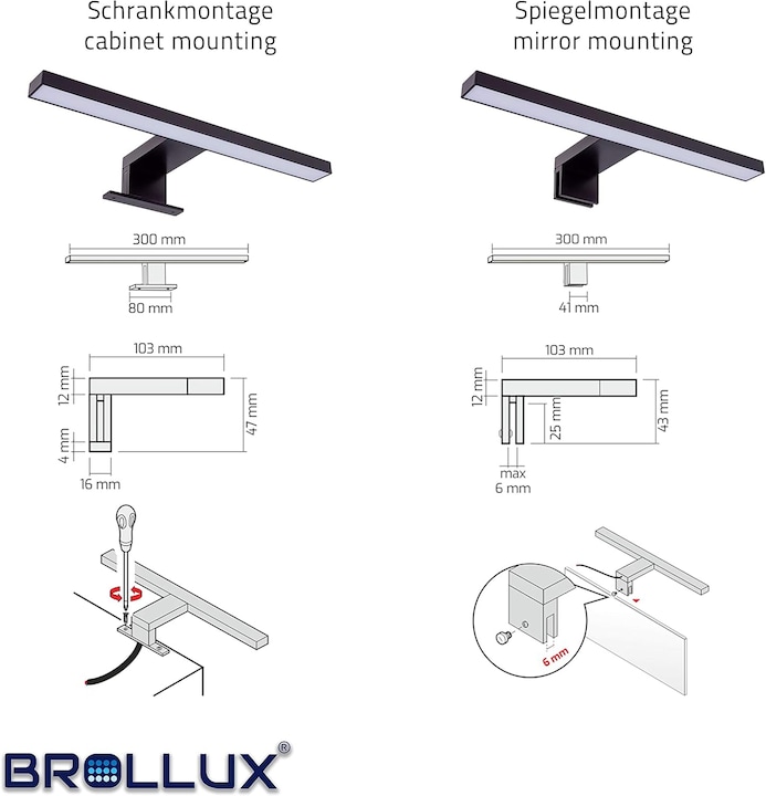 Produktbild Brollux LED-Spiegelleuchte mit Stecker (220 lm)