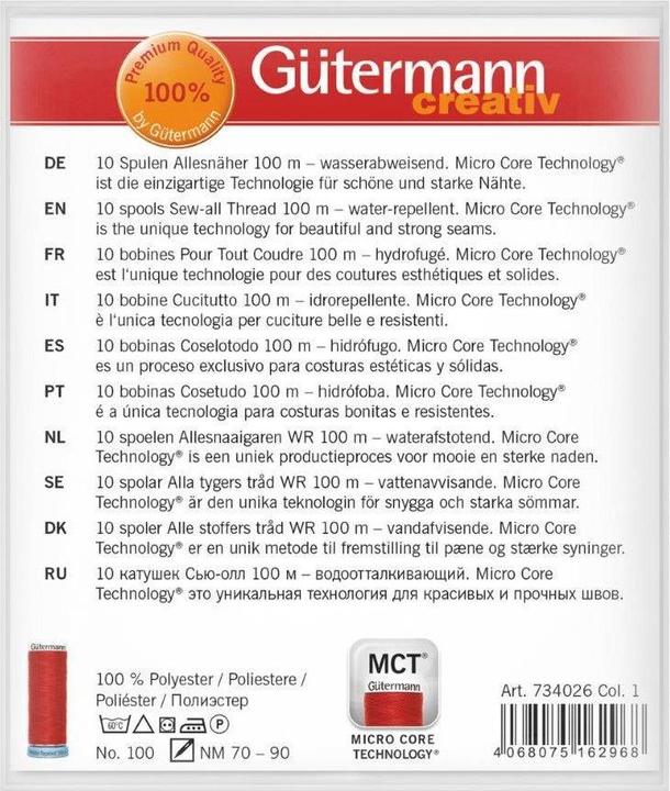 Nährwerte und Zutaten Gütermann Nähfaden (100 m)