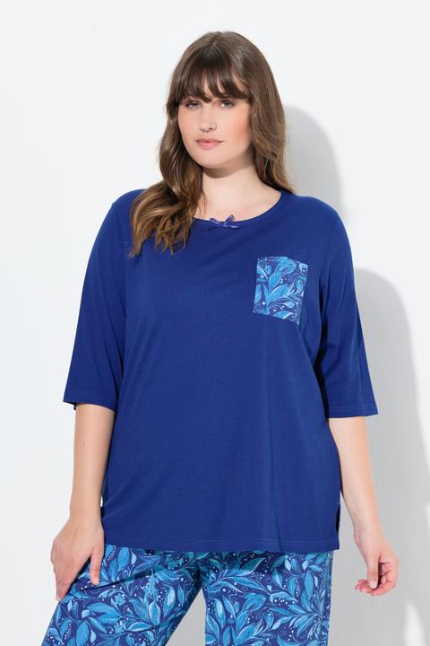 Image du produit Ulla Popken T-shirt de pyjama en coton bio, décolleté bateau et manches 3/4 (54)