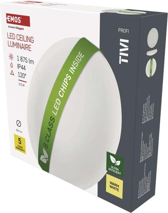 Produktbild Emos LED-Deckenleuchte TIVI, A CLASS, rund weiss 12,5W, IP44, Warmweiss (1875 lm)
