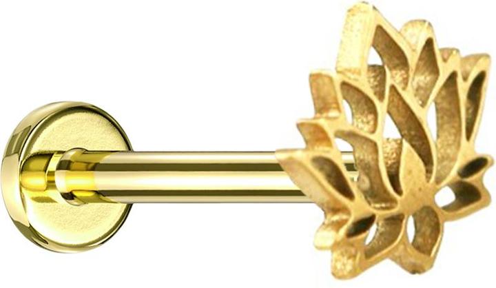 Actual product image Star Piercing Micro Labret Innengewinde vergoldet Lotusblume (Surgical steel 316L, without brass)