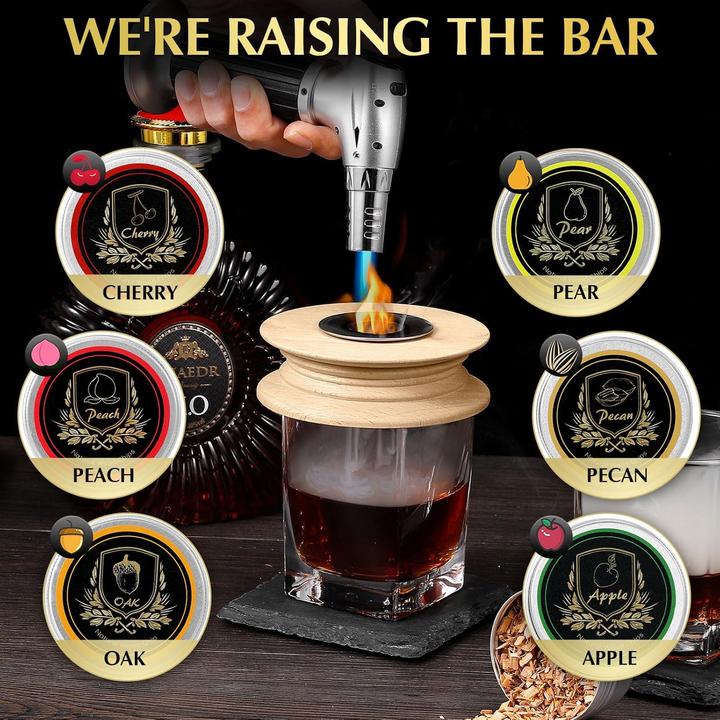 Immagine prodotto Cwlakon Cocktail Smoker Kit mit 6 Holzchips und Taschenlampe (Set da cocktail)