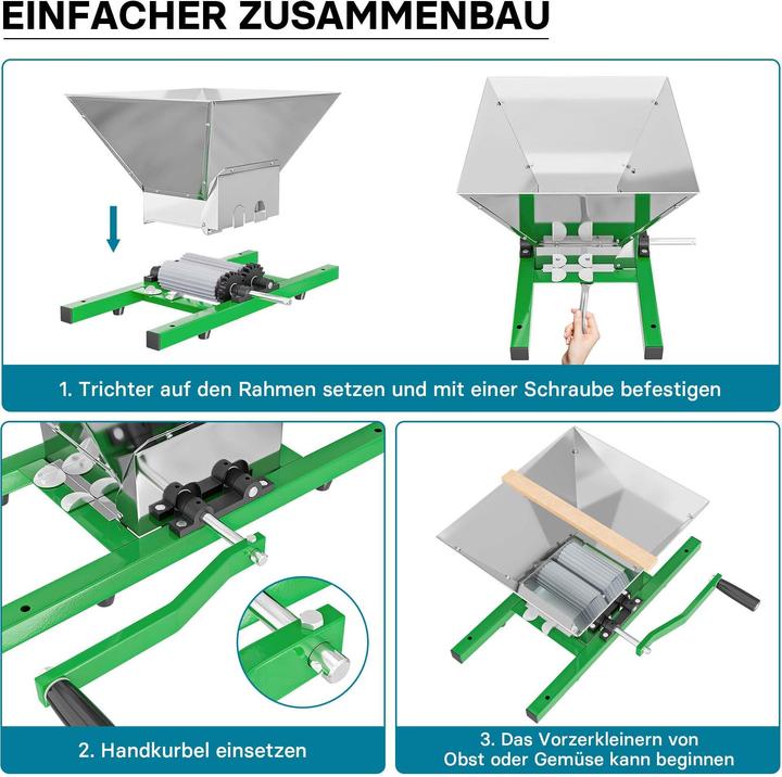 Produktbild Wiltec Fruchtmühle 7L Obstmühle Obstpresse Saftpresse Traubenmühle Beerenpresse