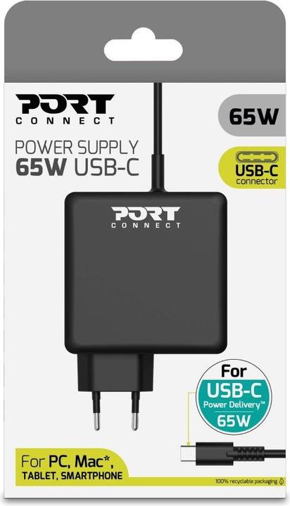 Image du produit Port Designs 900097B-EU Chargeur pour appareils mobiles Noir (65 W, 1 portion)