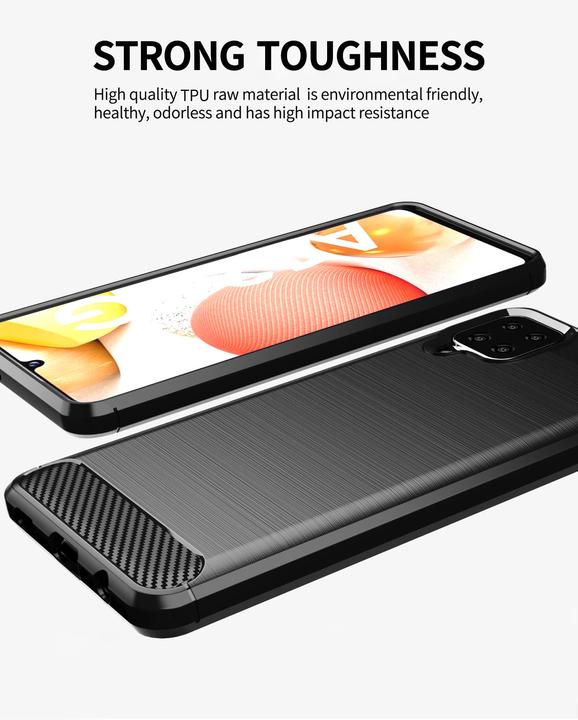 Actual product image Cadorabo TPU Ultra Slim carbon stainless steel Combi Cover (Samsung Galaxy A12)