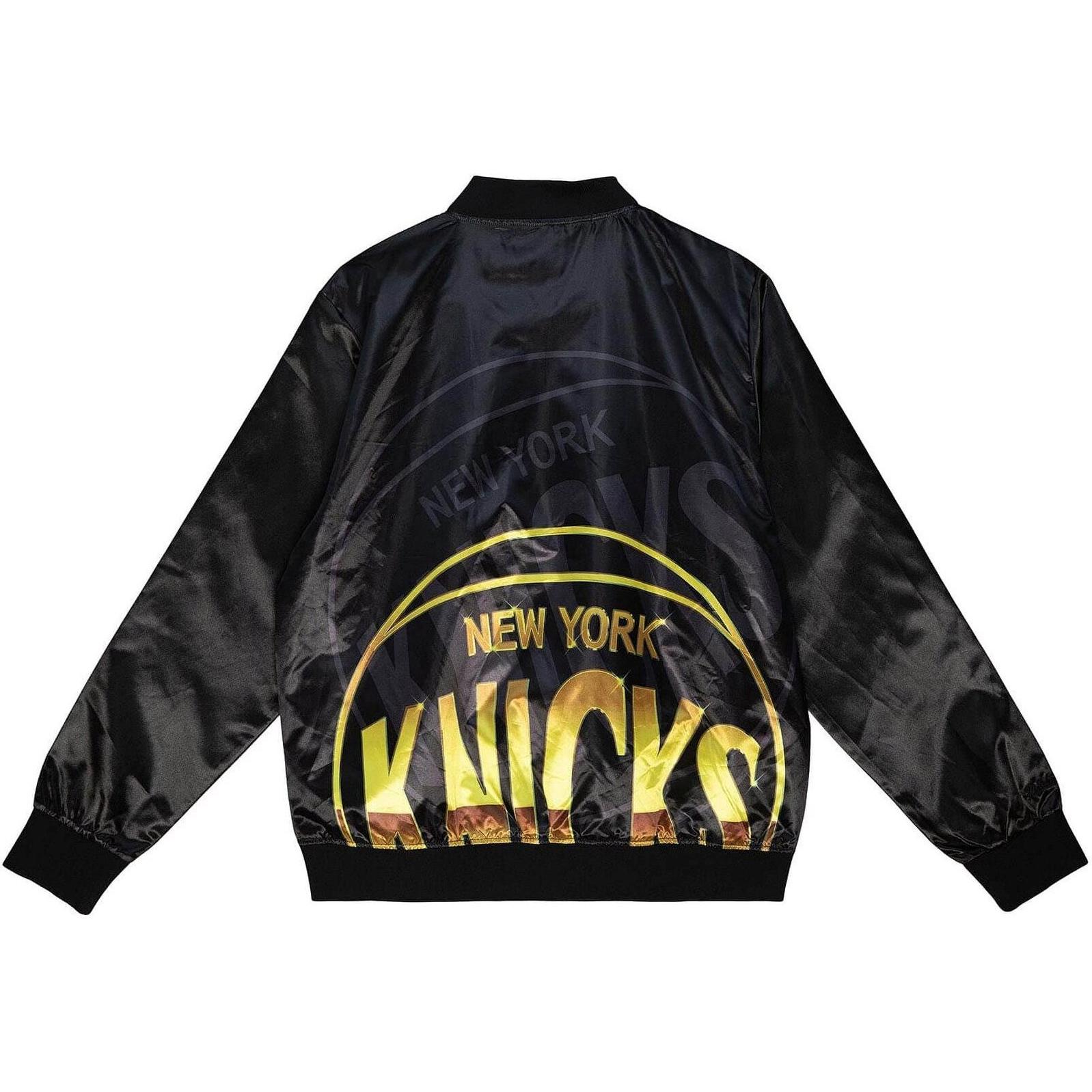 Thumbnail - Mitchell & Ness, Damen, Jacke, M&N Big Face 4.0 Satin Jacke - NBA New York Knicks - XL (XL), Schwarz, XL