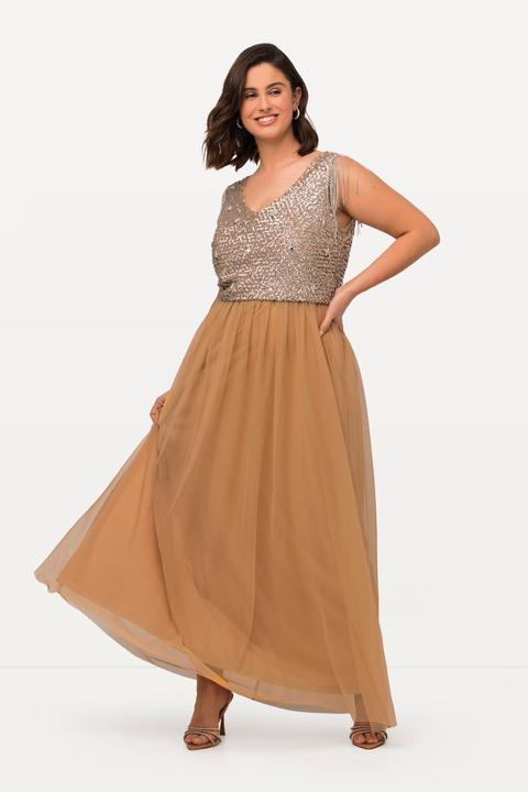 Immagine prodotto Ulla Popken Maxi abito dal taglio smanicato con scollo a V e paillettes (42, 44)
