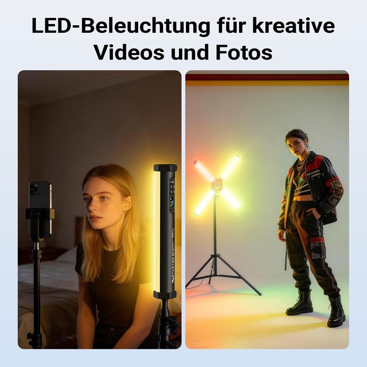 Produktbild Wiltec Spectar RGB LED Stab + Halterung 4er Set Studiolicht Multi Tube Holder