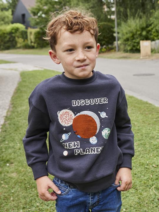 Immagine prodotto Vertbaudet Jungen Sweatshirt, Planeten mit Wende-Pailletten (92)