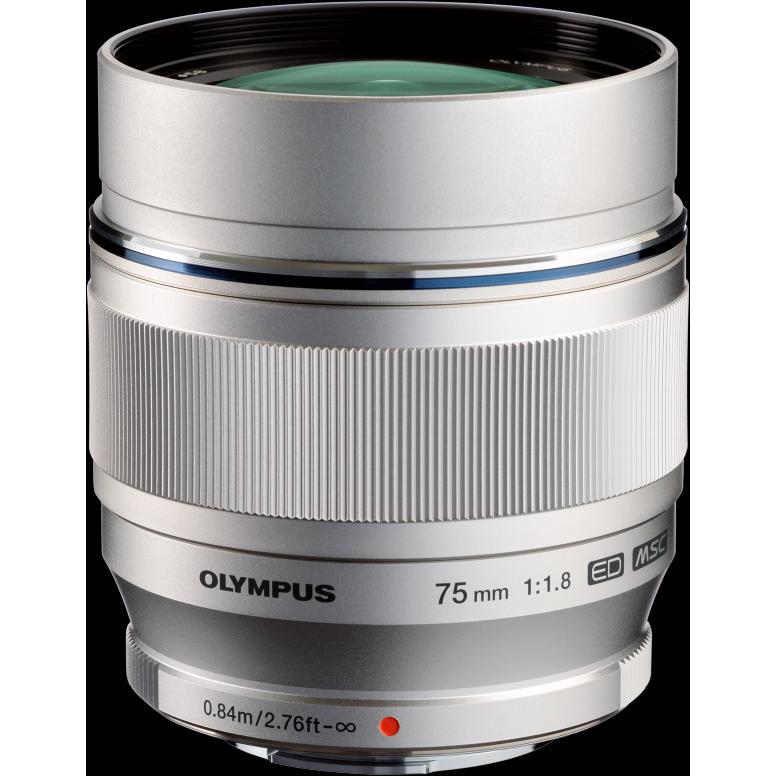 Olympus ED 75mm f/1.8 (Micro Four Thirds, Micro Four Thirds), Objektiv, Silber
