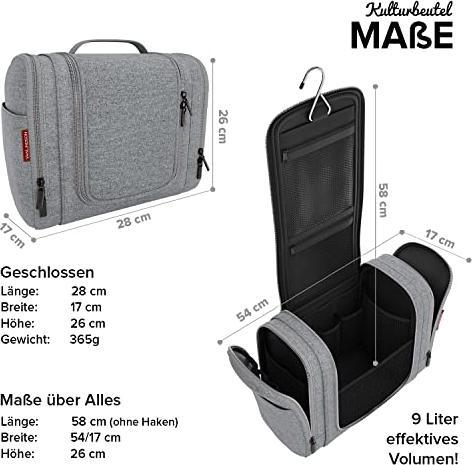 Image du produit Only-Bags.Store Sac de toilette XXL (espace de rangement de 9 litres) Sac de toilette (Design 2023), Grand sac à (9 l)